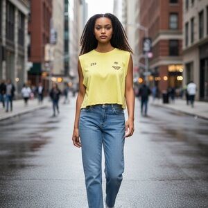 Spiritual Gangster Yellow Crop Tshirt, XL